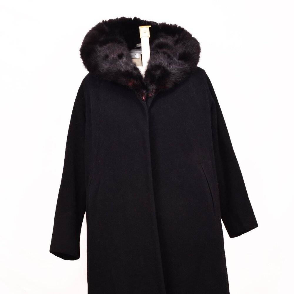 Full Length Wool Coat with Real Sable Collar